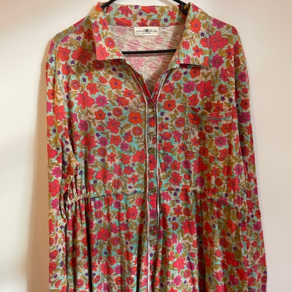 Natural Life Christa Knit Maxi Dress Watercolor Neon XL Boho Prairie Artsy - Picture 6 of 9